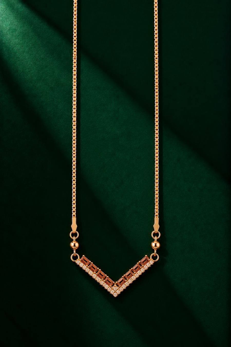 Golden V-Crystal Necklace